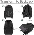 MATEIN Wheeled Travel Backpack for Laptops, Black