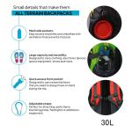 Sac à Dos Étanche 30L pour Trekking Noir