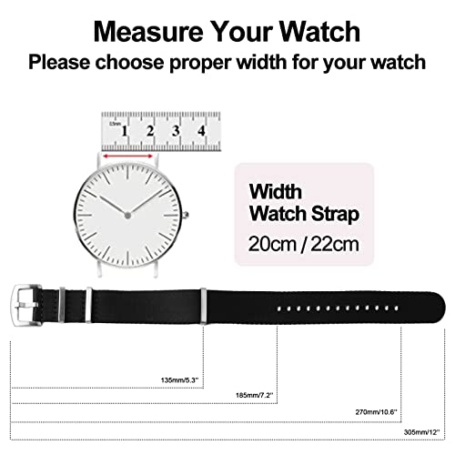 Watchdives Multi-Color Nylon Watch Strap, 20/22mm