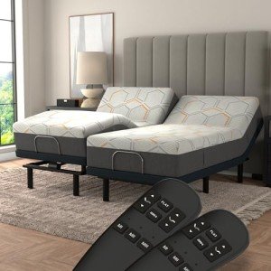 Adjustable Bed Frame with Copper Infused Memory Foam