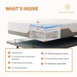 ESHINE 14" Hybrid Queen Mattress & Adjustable Frame