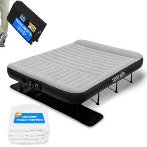 SereneLife Queen Inflatable Air Mattress with Frame