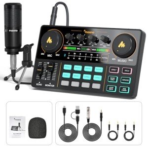 MAONO Podcast Equipment Bundle with Audio Mixer