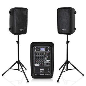 Pyle 300W Portable Bluetooth DJ Speaker Mixer Bundle