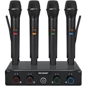 MELONARE 4-Channel UHF Wireless Microphone Set