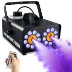 TCFUNDY 1200W Fog Machine with 18 LED Lights