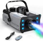 HOLDLAMP Fog Machine, 1200W and 6000CFM Smoke Machine with Wireless Remote Control and 6 Colorful LED Lights for Christmas Halloween Wedding Stage Effect DJ Disco Party Stage