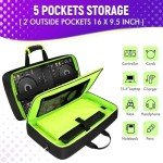 SNIGJAT DJ Controller Case for DDJ-FLX4/ DJ 400/ DDJ-REV1, Padded DJ Controller Bag with 5 Pockets for Laptop, Headphones, Cables, DJ Carrying Case with Adjustable Shoulder Strap, 21.5"x11.8"x2.5"