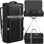Aleemin DJ Controller Case Compatible with RX/XDJ-RX2 / XDJ-RX3 / MCX8000 / PRIME 4+, DJ Carrying Case Padded with Multi-pocket, DJ Case for DJ Controller & Accessories