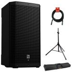 Electro-Voice ZLX-15P-G2 15"" 2-Way 1000W Bluetooth-Enabled Powered Loudspeaker (Black) Bundle with Auray SS-4420 Steel Speaker Stand, Auray Speaker Stand Bag 51"" and XLR Cable, 12-Inch, 15-Inches
