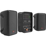 JBL Professional EON208P Portable All-in-One 2-Way PA System (8-Channel Mixer and Bluetooth) Bundle with Auray SS-47S-PB Speaker Stand with Carrying Case, Vocal Microphone, and 2X XLR Cables