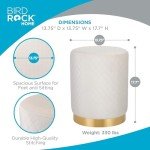 Velvet Round Foot Rest Ottoman with Gold Trim