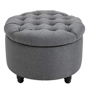 Ergonomic Grey Button Tufted Foot Rest Ottoman