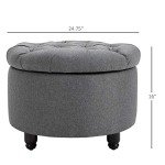 Ergonomic Grey Button Tufted Foot Rest Ottoman