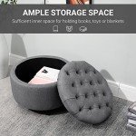 Ergonomic Grey Button Tufted Foot Rest Ottoman