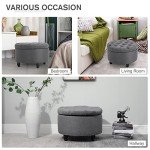 Ergonomic Grey Button Tufted Foot Rest Ottoman