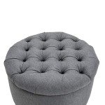 Ergonomic Grey Button Tufted Foot Rest Ottoman