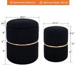 Round Black Velvet Foot Rest Ottoman Set of 2
