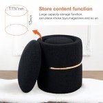 Round Black Velvet Foot Rest Ottoman Set of 2