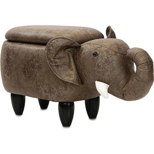 Brown Elephant Storage Ottoman & Foot Rest for Kids