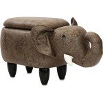 Brown Elephant Storage Ottoman & Foot Rest for Kids