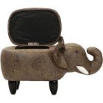 Brown Elephant Storage Ottoman & Foot Rest for Kids
