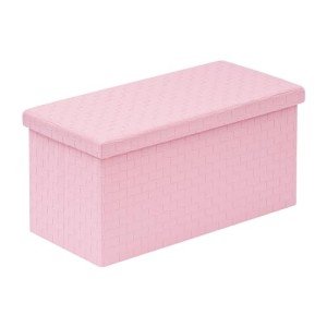 Faux Leather Adjustable Footrest Ottoman - Pink