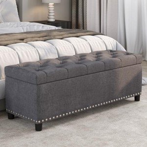 Stylish Ottoman Footrest with Storage – Gray
