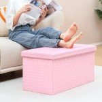 Faux Leather Adjustable Footrest Ottoman - Pink