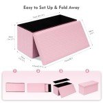 Faux Leather Adjustable Footrest Ottoman - Pink