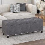 Stylish Ottoman Footrest with Storage – Gray