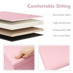 Faux Leather Adjustable Footrest Ottoman - Pink
