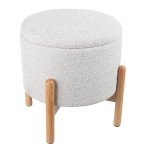 Round Ottoman Footrest and Storage Organizer - Gray