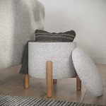Round Ottoman Footrest and Storage Organizer - Gray