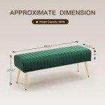 Green Velvet Adjustable Footrest Ottoman with Gold Legs