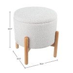 Round Ottoman Footrest and Storage Organizer - Gray