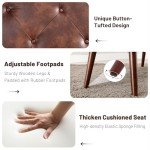 Tufted Leather Footrest Bench with X-Shaped Legs