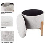 Round Ottoman Footrest and Storage Organizer - Gray