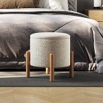 Round Ottoman Footrest and Storage Organizer - Gray