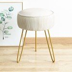 Stylish Velvet Vanity Stool with Metal Legs