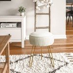 Stylish Velvet Vanity Stool with Metal Legs