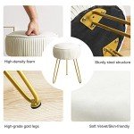 Stylish Velvet Vanity Stool with Metal Legs