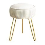 Stylish Velvet Vanity Stool with Metal Legs