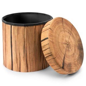 Rustic Tree Stump Ottoman & Foot Rest Storage