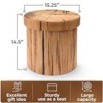 Rustic Tree Stump Ottoman & Foot Rest Storage