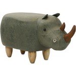 Green Rhino Animal Foot Rest Ottoman for Kids