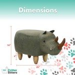 Green Rhino Animal Foot Rest Ottoman for Kids