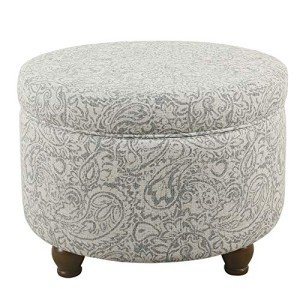Upholstered Round Foot Rest Ottoman with Storage