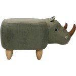 Green Rhino Animal Foot Rest Ottoman for Kids