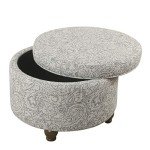 Upholstered Round Foot Rest Ottoman with Storage